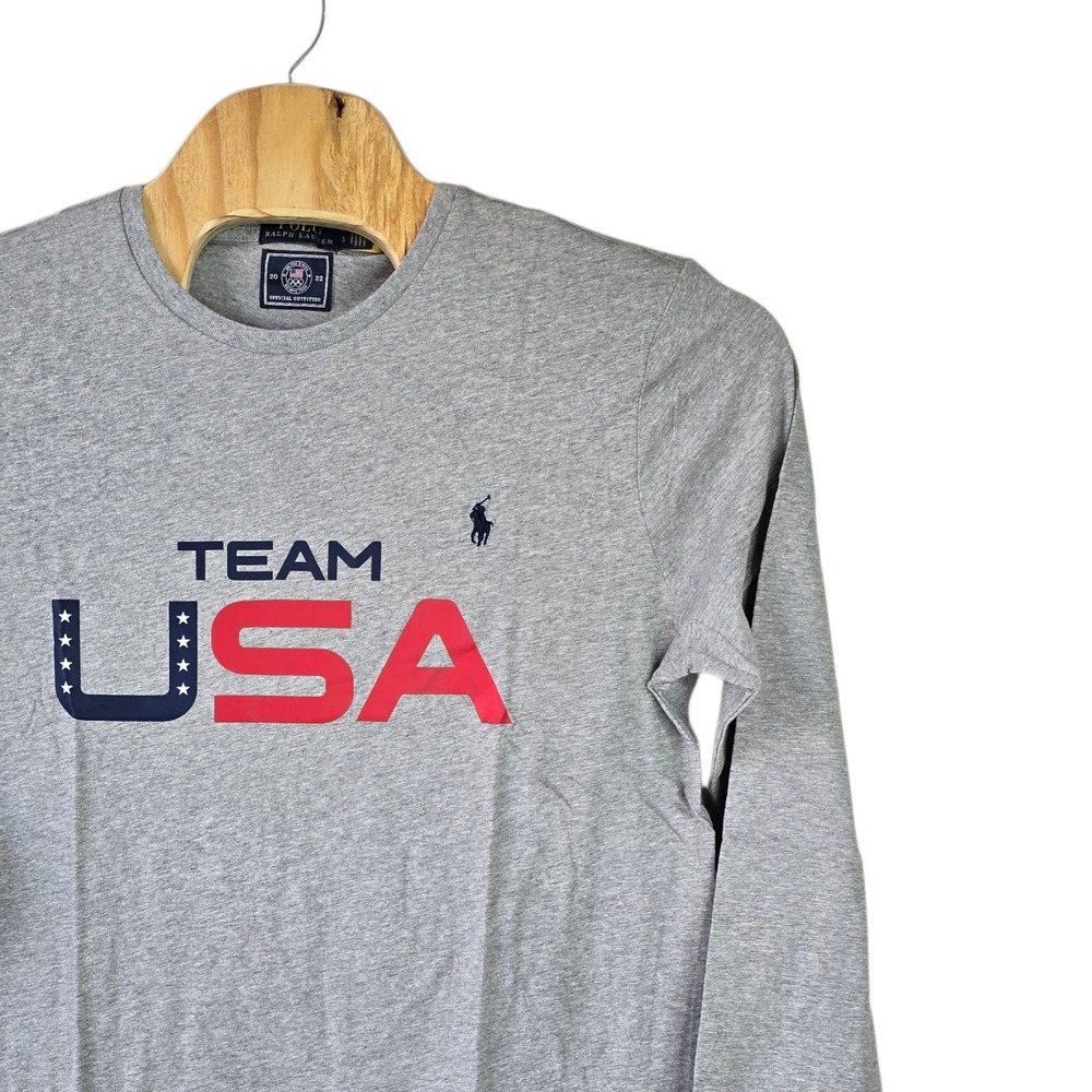 Polo‎ Ralph Lauren Team USA 2022 Olympics Long Sleeve Shirt Grey Mens L NWT